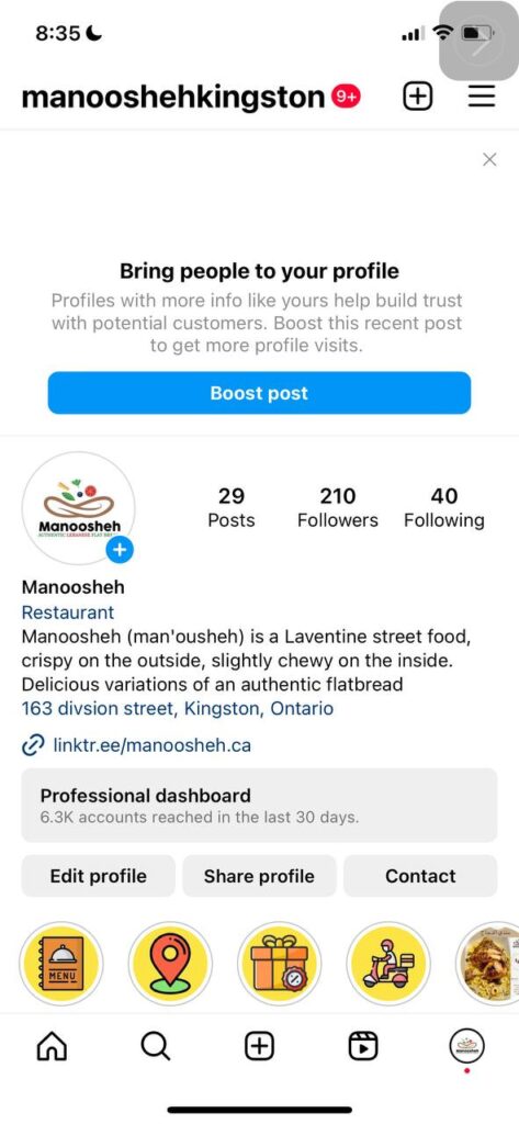 Manoosheh Restaurant Social Media Marketing